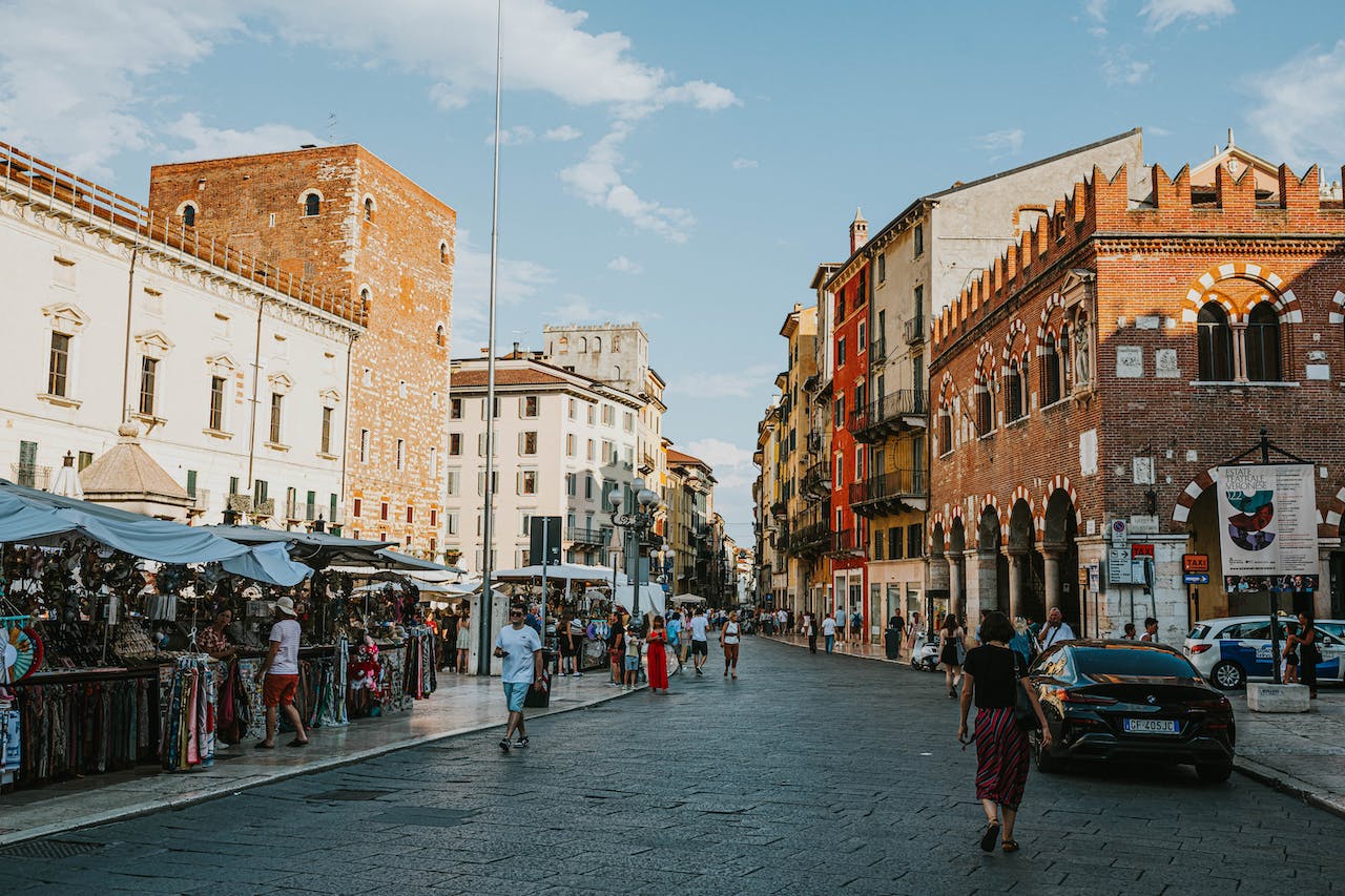 people walking on street near buildings 1